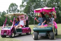 Golf Cart jazzed up for Mardi gras or golfer funeral