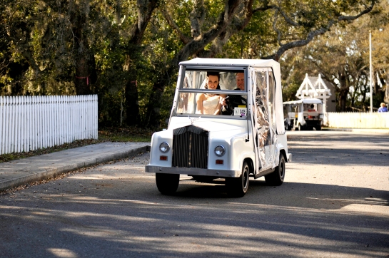 wedding golf cart white